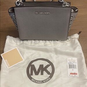 Michael Kors Silver Satchel Bag